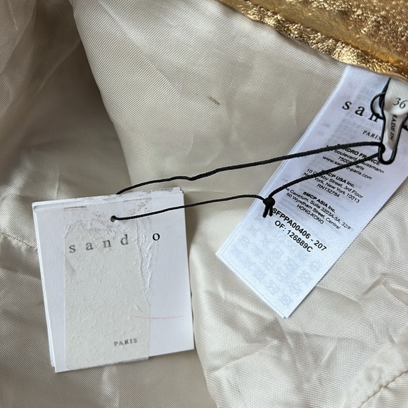 Sandro Orne Gold Metallic Cropped Leather Pants Size 36 FR / 4 US - Picture 8 of 15